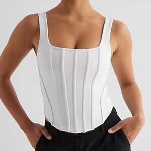 NWT White cropped compression corset tank top from express